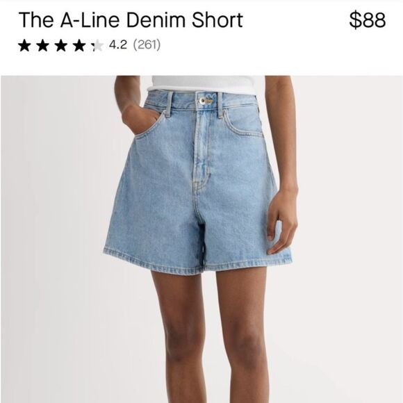 Everlane The A-Line Denim Short Light Blue Size 25 - Picture 12 of 12
